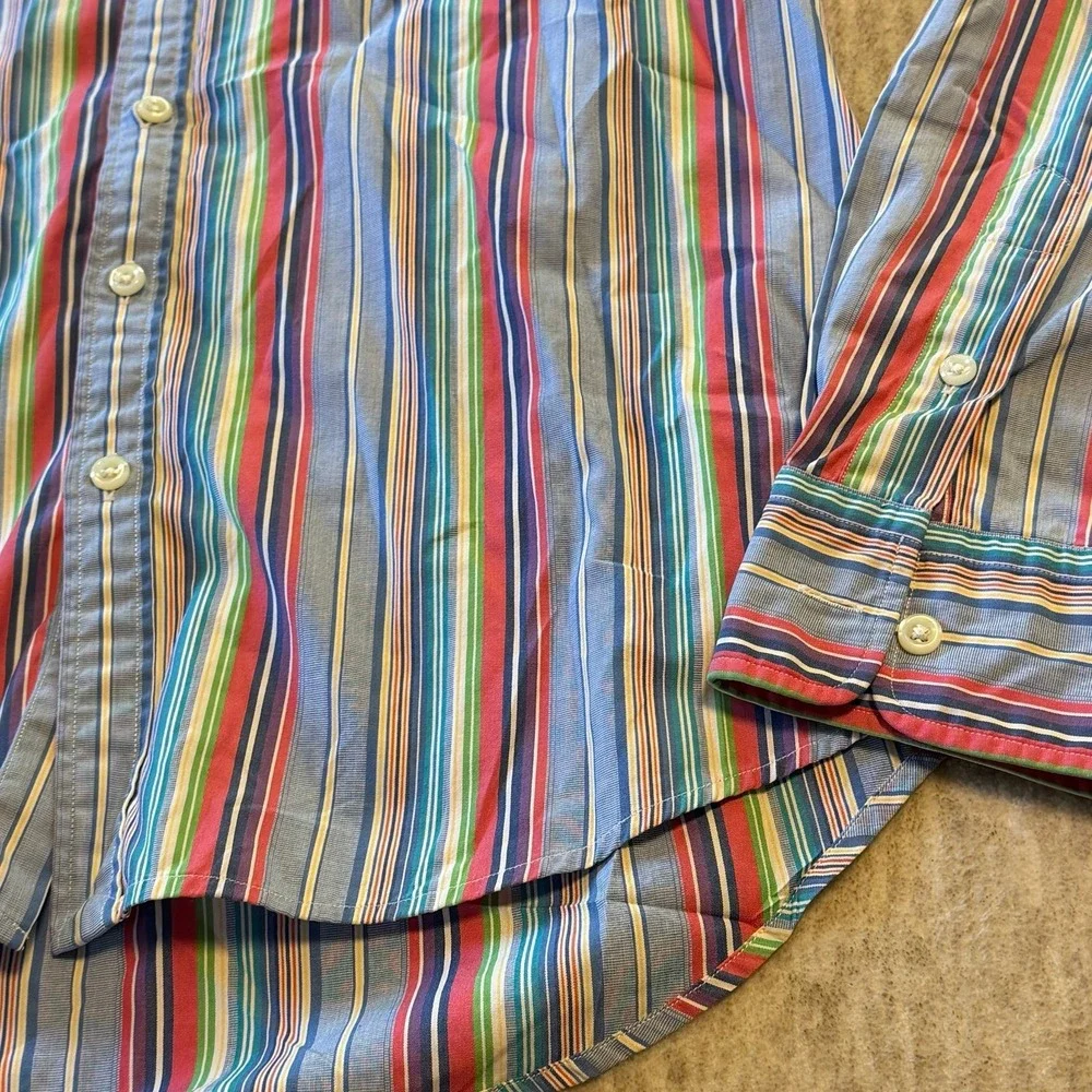 Ralph Lauren Slim Fit Button Down Shirt Multicolor Stripe Pony Logo Mens